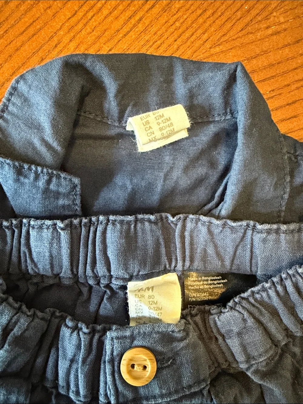 H&M Kids Matching Button-Down Shirts and Shorts and Pant